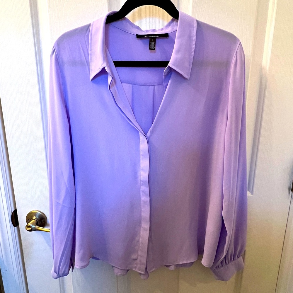 Gently worn once WHBM lavender blouse size L